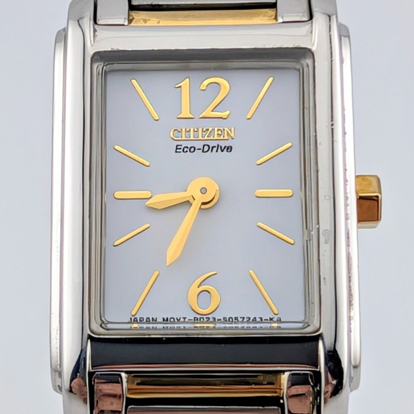Citizen Eco-Drive Tank Watch B023-S033802 Ultra Slim White Dial Two Tone 18mm main image 4